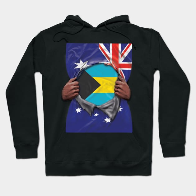 Bahamas Flag Australian Flag Ripped - Gift for Bahamian From Bahamas Hoodie by Country Flags
